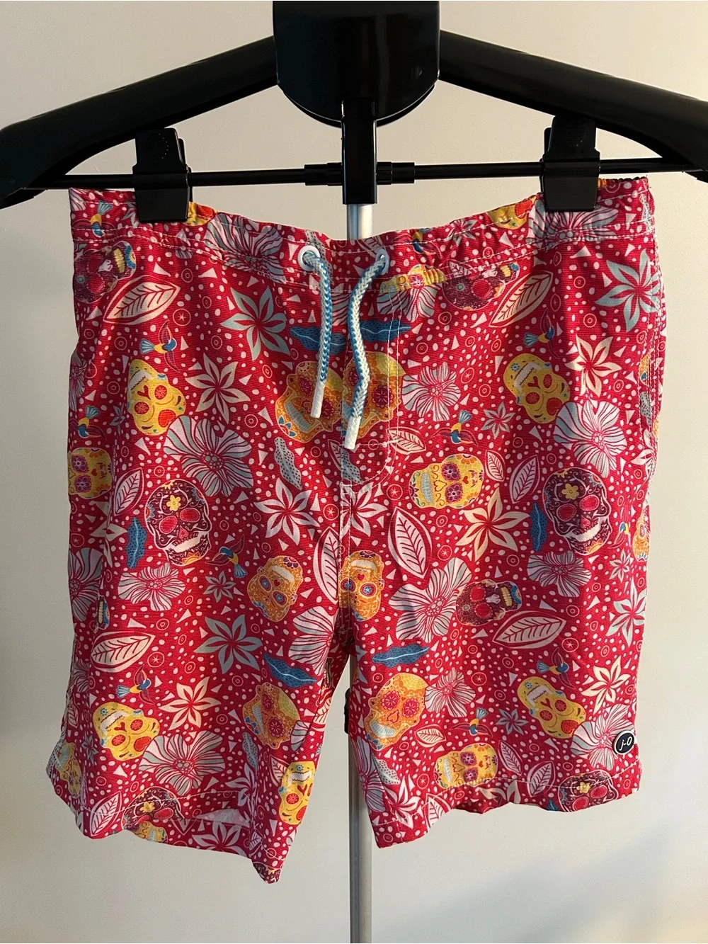 johnnie-O Red Floral Sugar Skull Swim Trunks